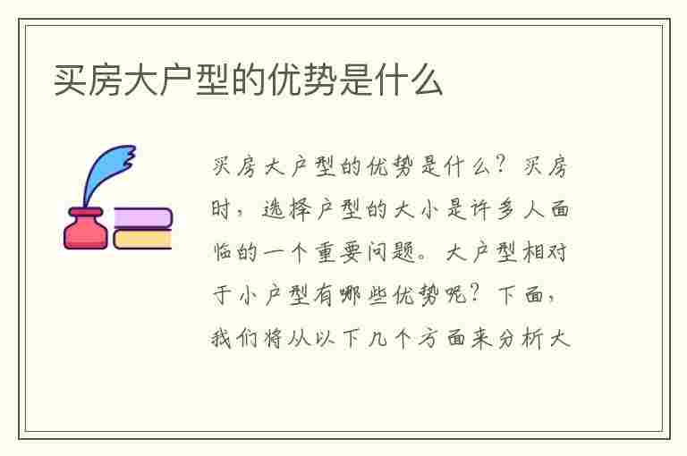 买房大户型的优势是什么(买房大户型的优势是什么呢)